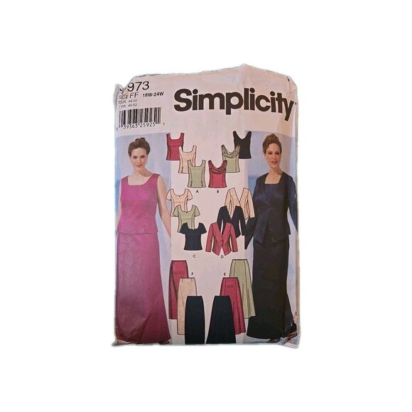 Simplicity Pattern 5973 Evening Jacket Skirt Lined Top Miss 18 20 22 24 CUT 2000 - Picture 1 of 3